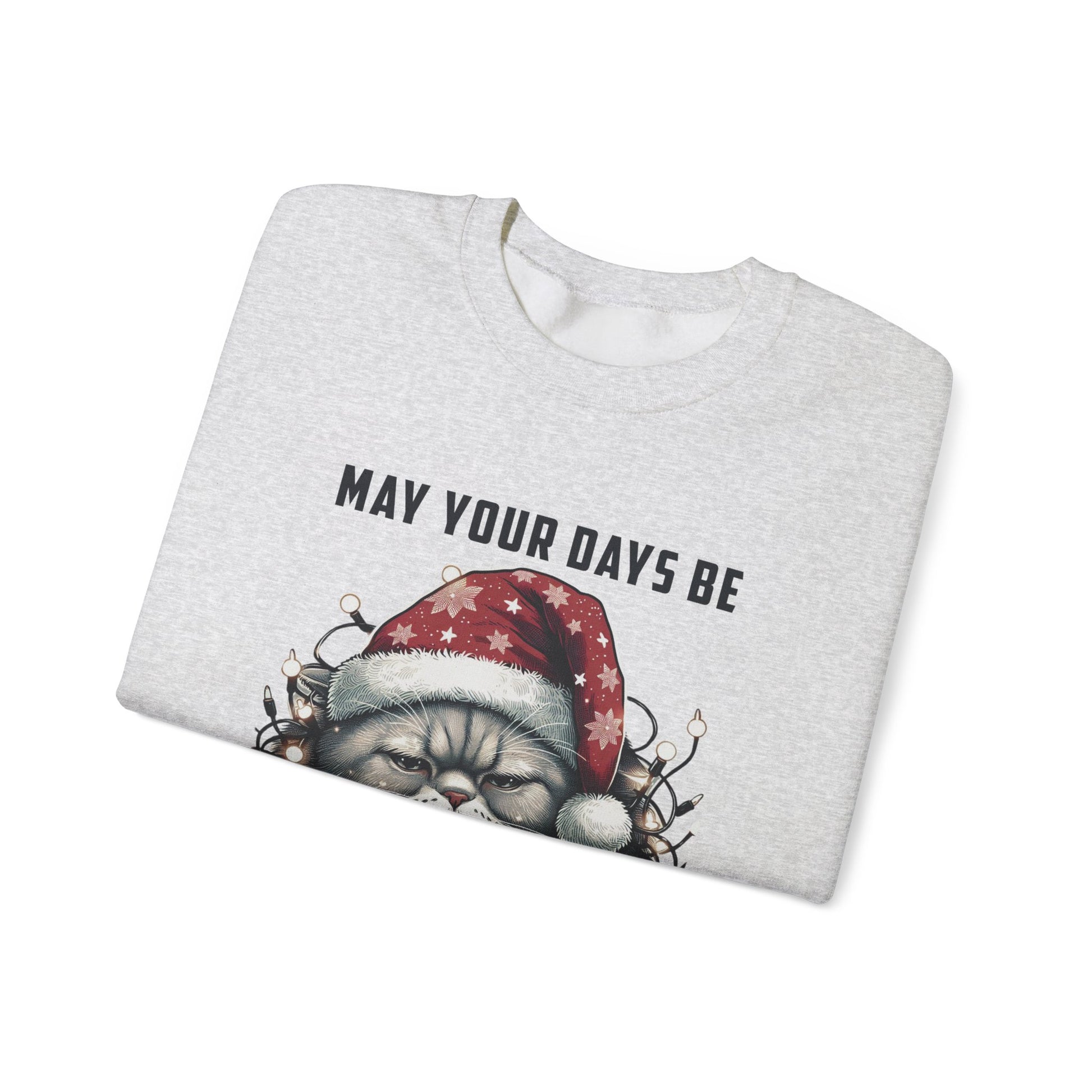 May Your Days Be Merry And Bright, Christmas Cat Sweatshirt, Holiday Cat - PopCultureByDesign36