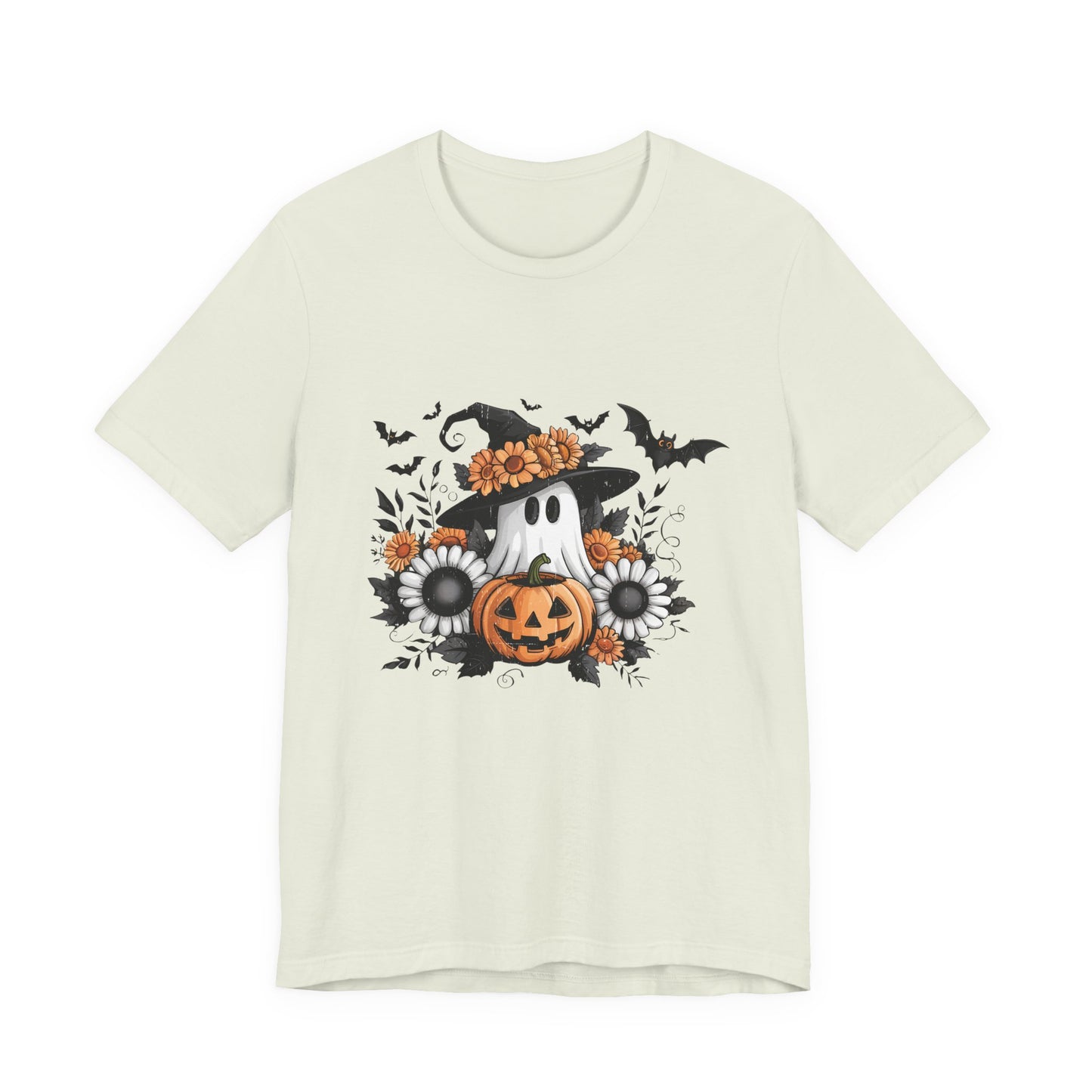 Funny Ghost Pumpkin Shirt, Boho Ghost Shirt, Soft floral ghost - PopCultureByDesign36