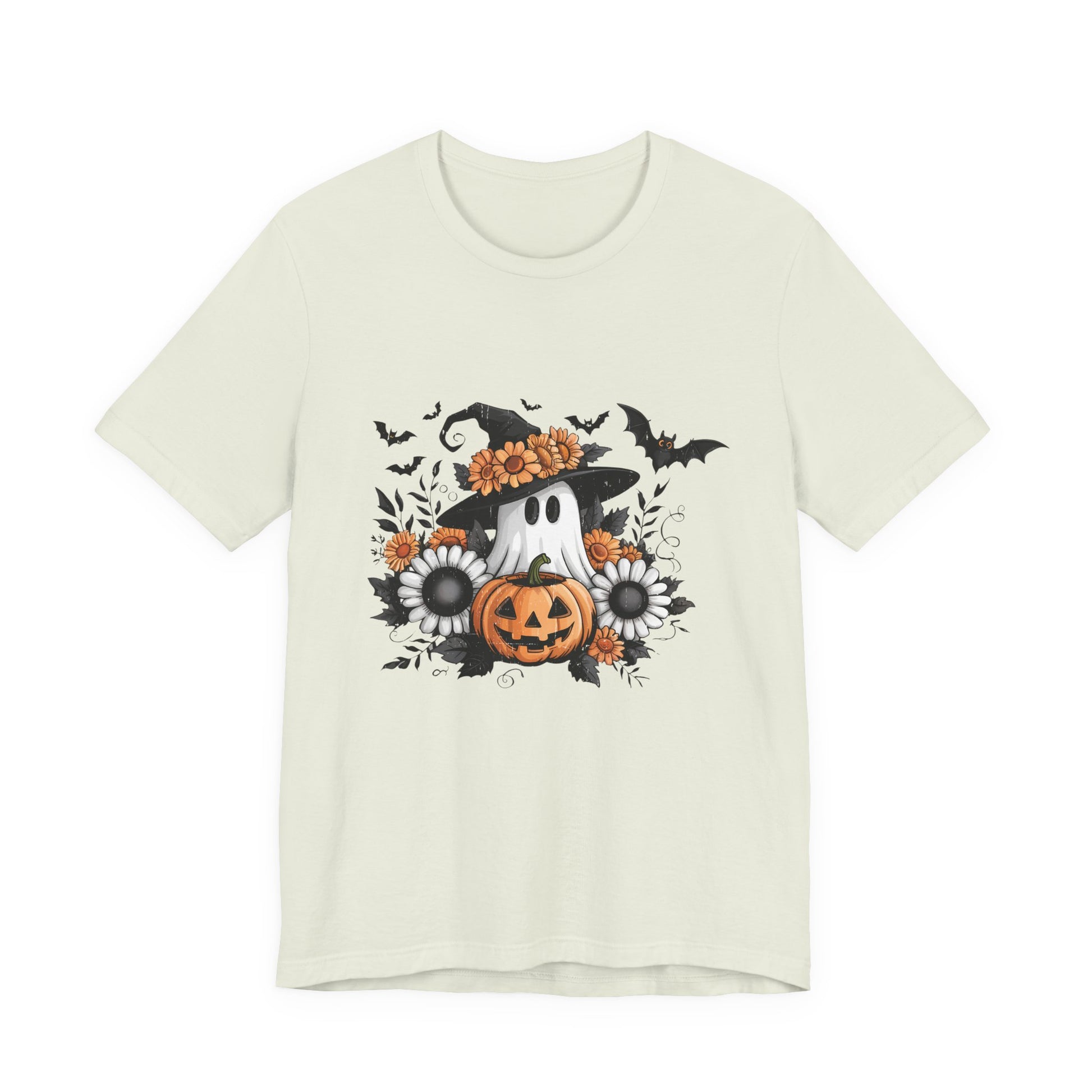 Funny Ghost Pumpkin Shirt, Boho Ghost Shirt, Soft floral ghost - PopCultureByDesign36
