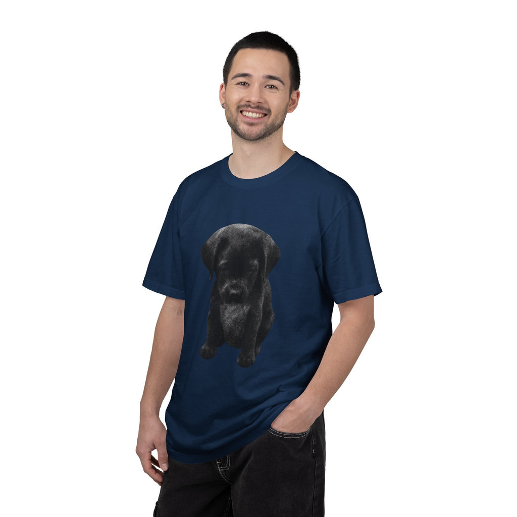 Sad Black Lab Puppy Meme T-Shirt — Cute Sad Black Labrador Graphic Tee by PopCultureByDesign36