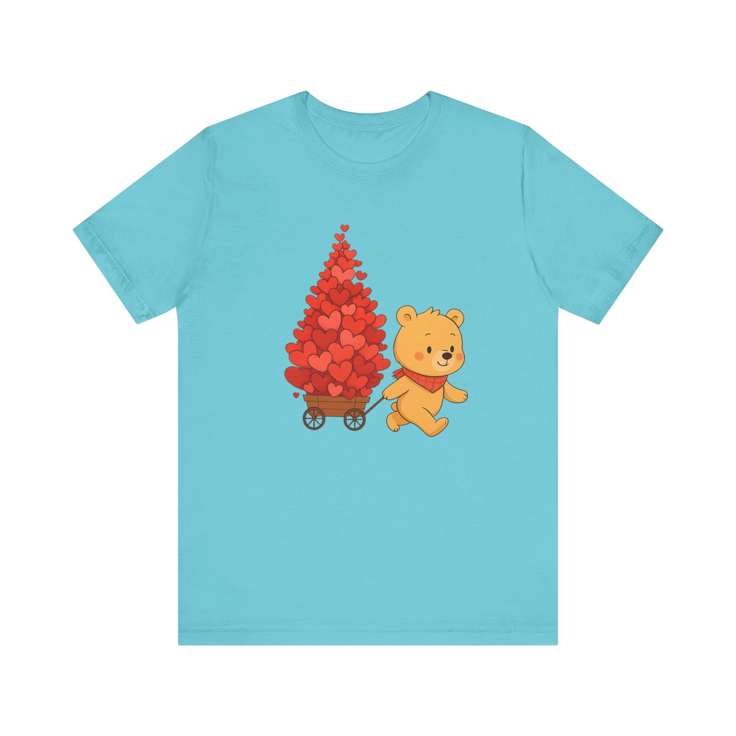 Valentine Bear Tee — Cute Bear with Heart-Filled Wagon