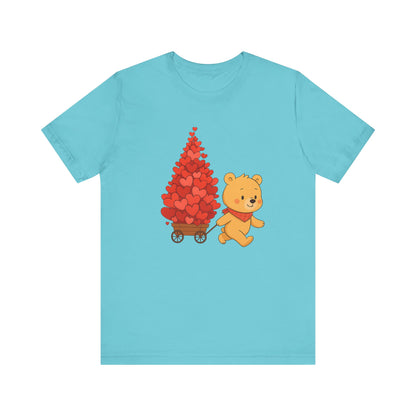 Valentine Bear Tee — Cute Bear with Heart-Filled Wagon