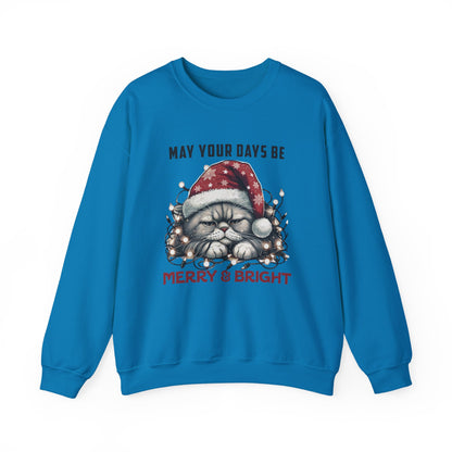 May Your Days Be Merry And Bright, Christmas Cat Sweatshirt, Holiday Cat - PopCultureByDesign36