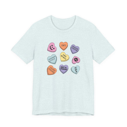 Emo Halloween Pumpkin Candy Hearts T-Shirt, Spooky Candies Shirt, Emo candy hearts - PopCultureByDesign36