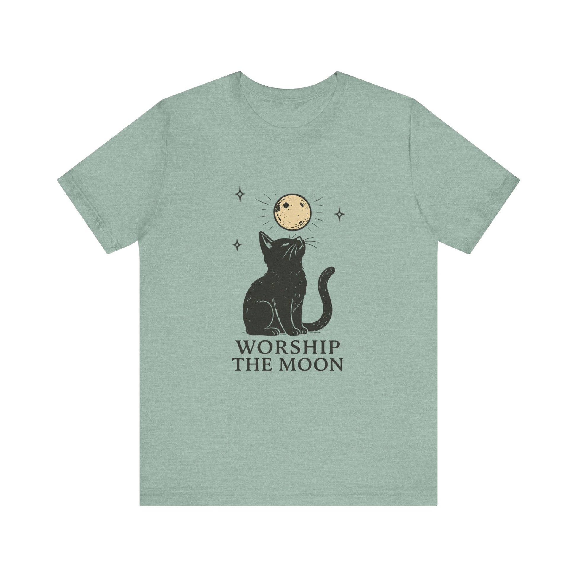 Worship The Moon, Cute Kitten Shirt, Celestial Cat Shirt - PopCultureByDesign36