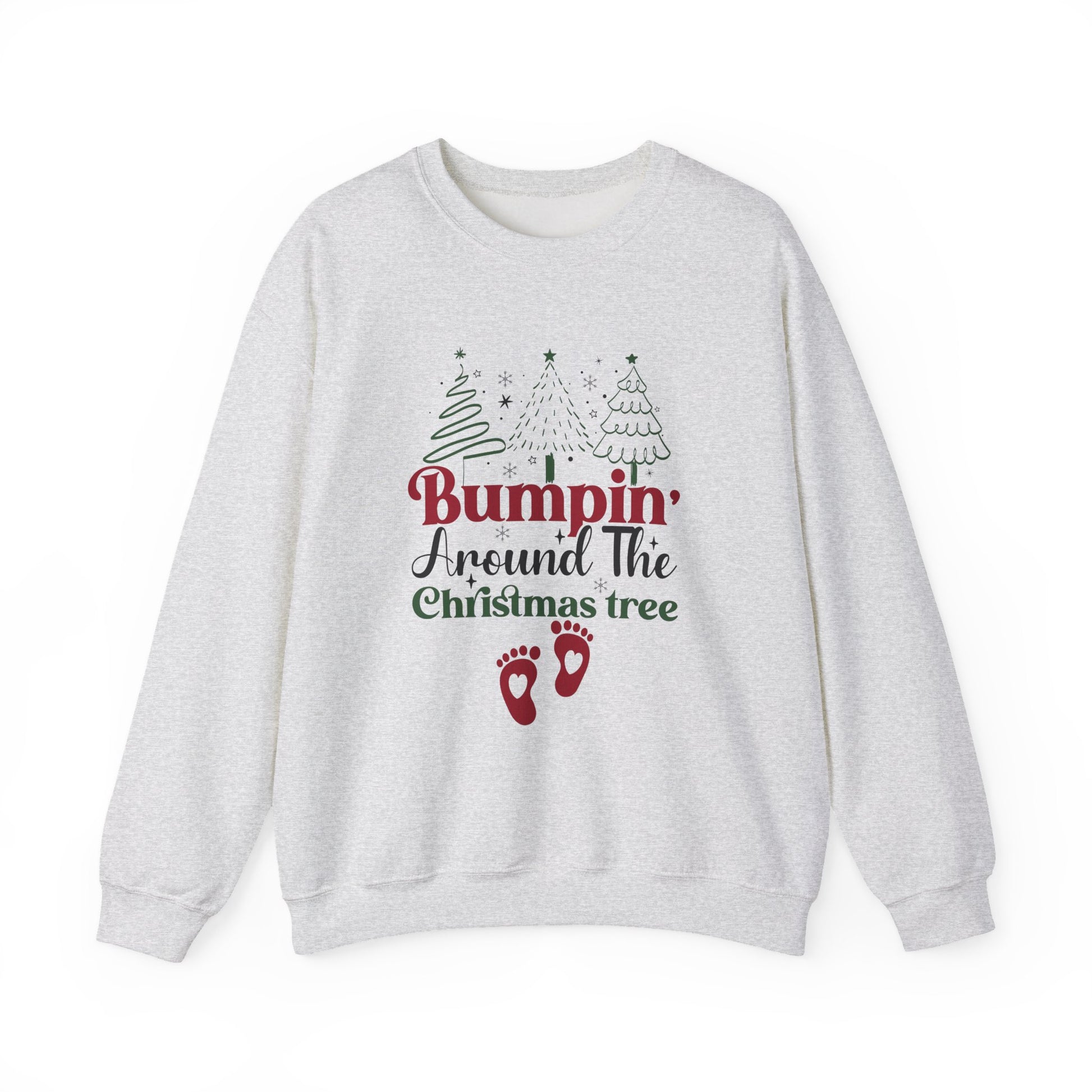 Bumpin Around Christmas Tree Sweatshirt, Pregnancy Reveal Sweater, Xmas Pregnant Shirt - PopCultureByDesign36