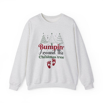 Bumpin Around Christmas Tree Sweatshirt, Pregnancy Reveal Sweater, Xmas Pregnant Shirt - PopCultureByDesign36