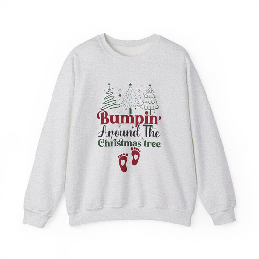 Bumpin Around Christmas Tree Sweatshirt, Pregnancy Reveal Sweater, Xmas Pregnant Shirt - PopCultureByDesign36