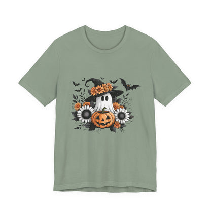 Funny Ghost Pumpkin Shirt, Boho Ghost Shirt, Soft floral ghost - PopCultureByDesign36