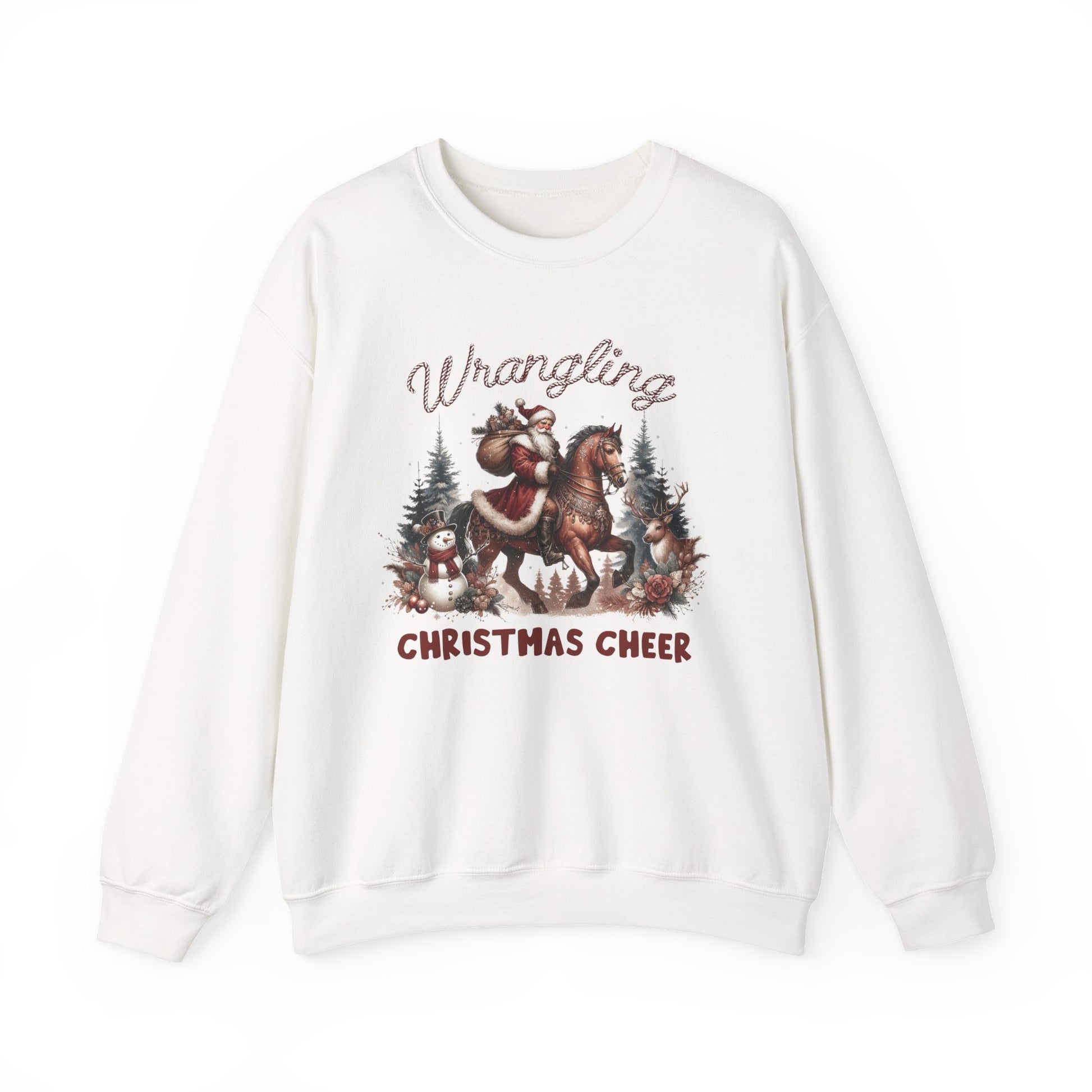 Wrangling Christmas, Cowboy Santa Sweatshirt, Howdy Country Christmas - PopCultureByDesign36