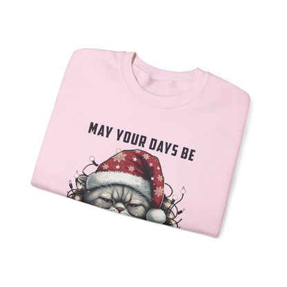 May Your Days Be Merry And Bright, Christmas Cat Sweatshirt, Holiday Cat - PopCultureByDesign36