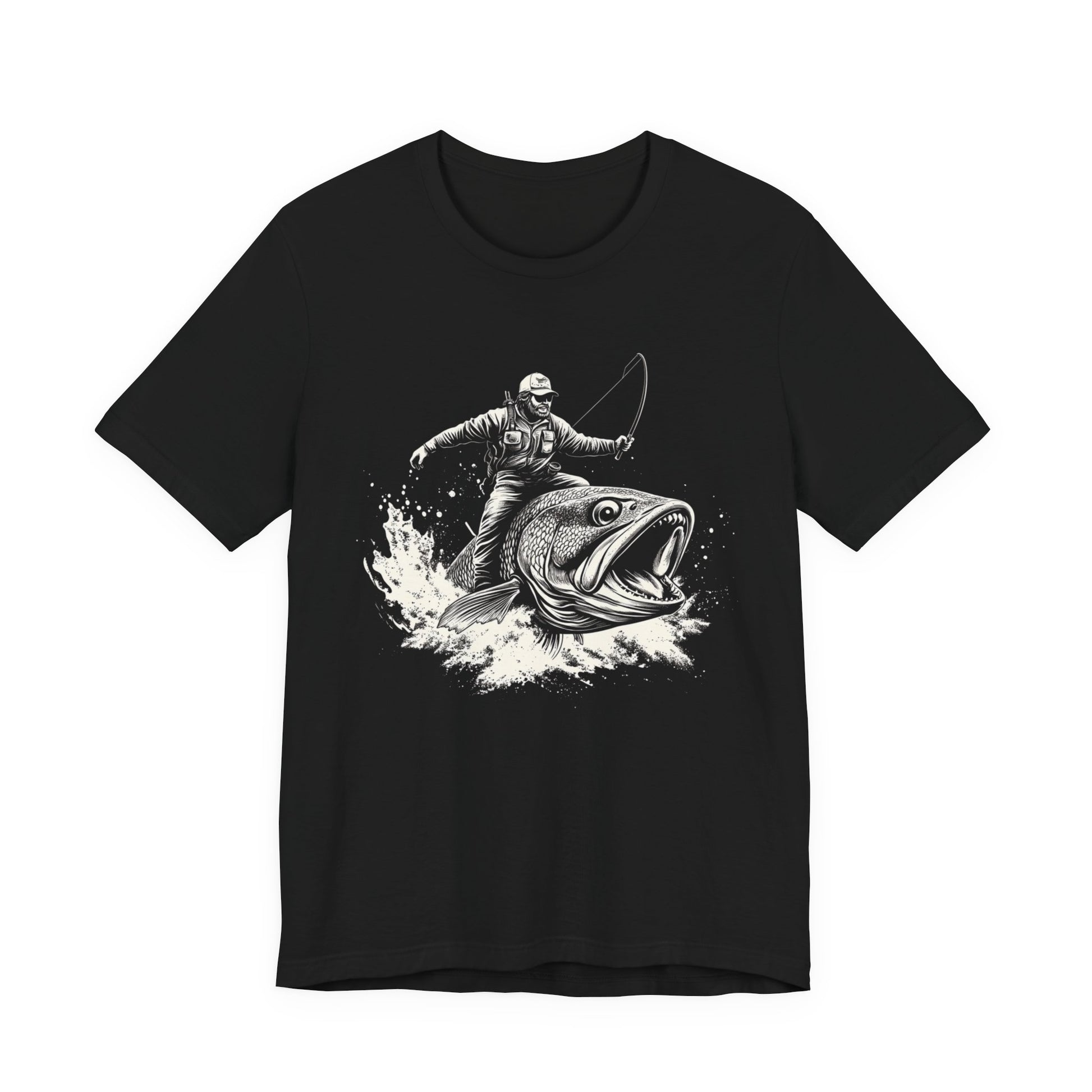 Funny Fisherman Riding a Trout T-Shirt, Fishing Tee, Wild Western Shirt - PopCultureByDesign36