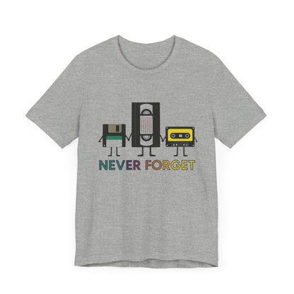 Retro VHS & Cassette Tape Unisex Tee, Vintage Never Forget T-Shirt - PopCultureByDesign36