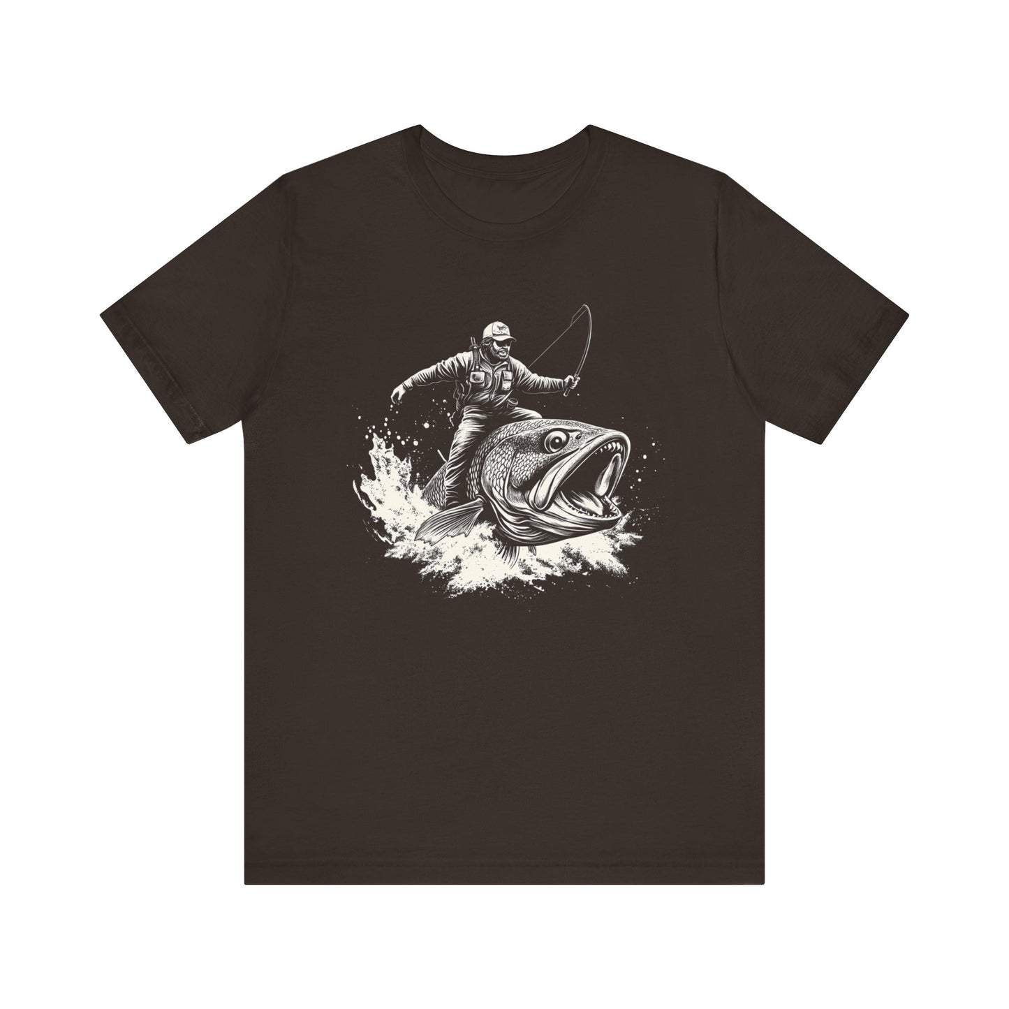 Funny Fisherman Riding a Trout T-Shirt, Fishing Tee, Wild Western Shirt - PopCultureByDesign36