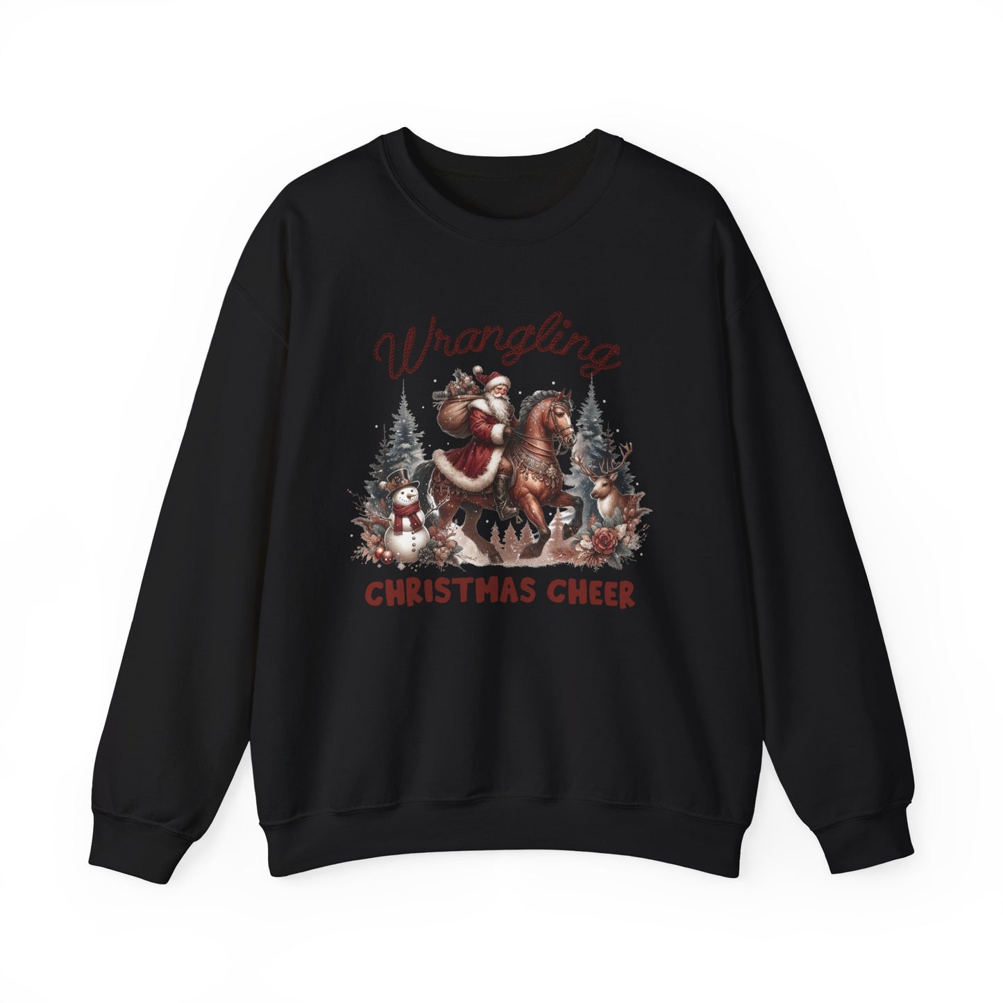 Wrangling Christmas, Cowboy Santa Sweatshirt, Howdy Country Christmas - PopCultureByDesign36