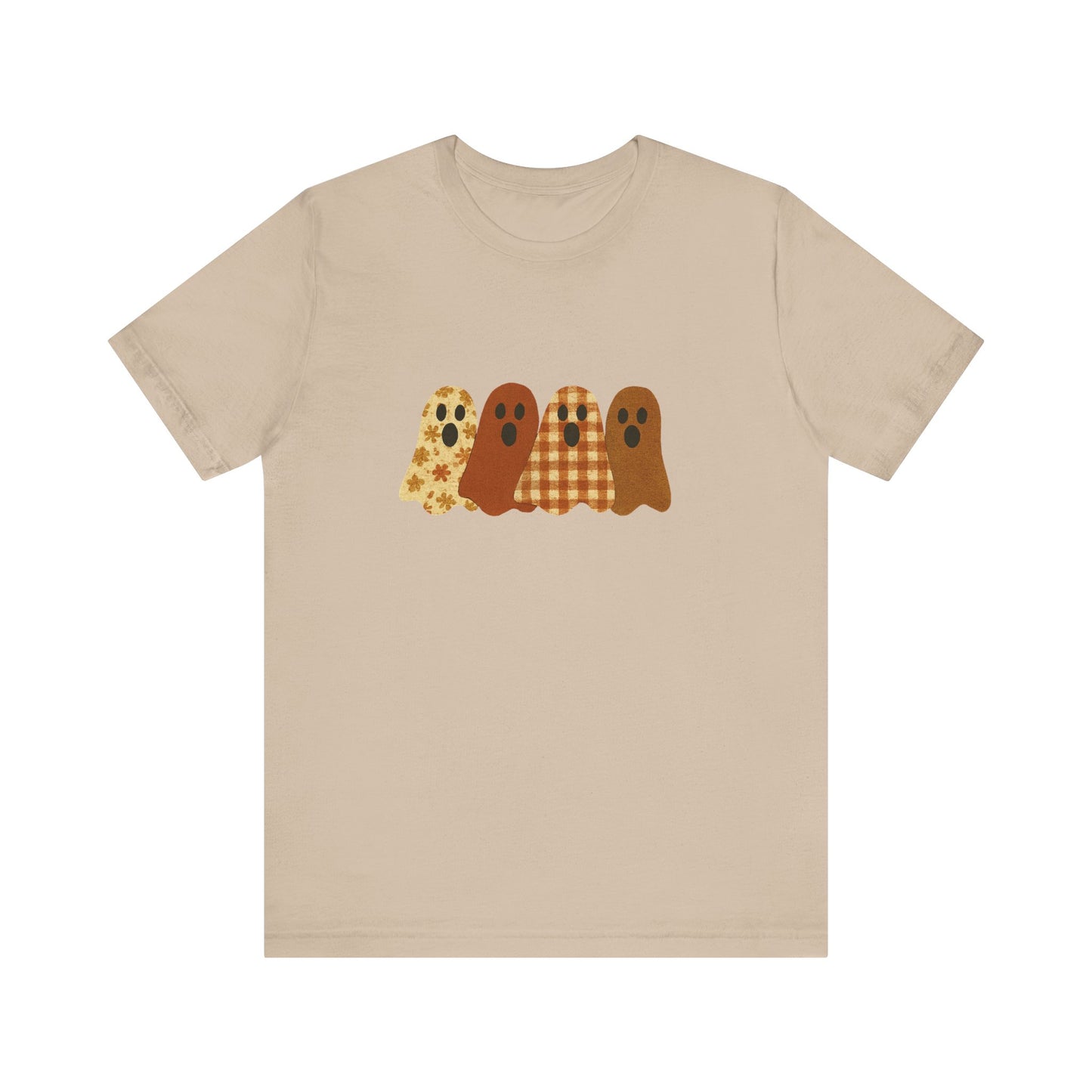 Funny Ghost Patchwork Tee, Cute Ghost Shirt, Boho Halloween Shirt - PopCultureByDesign36