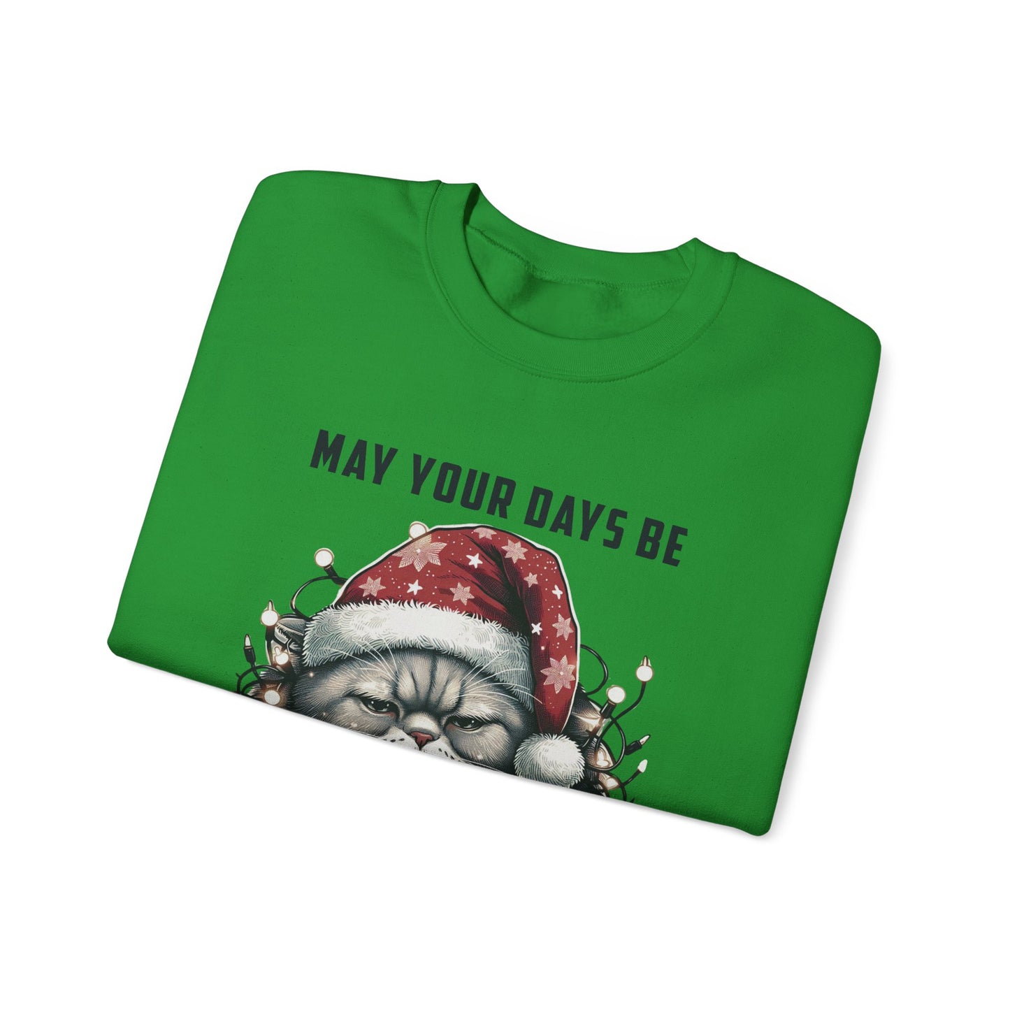 May Your Days Be Merry And Bright, Christmas Cat Sweatshirt, Holiday Cat - PopCultureByDesign36