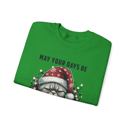 May Your Days Be Merry And Bright, Christmas Cat Sweatshirt, Holiday Cat - PopCultureByDesign36