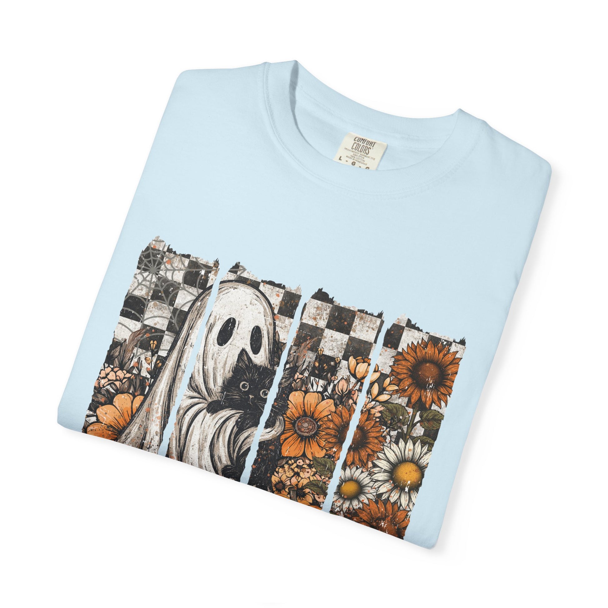 Comfort Colors Cute Strip Ghost Shirt, Halloween Costume, Vintage Vibe - PopCultureByDesign36