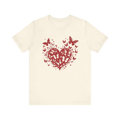 Butterfly Heart Valentines Day Shirt, Butterfly Valentine Tee, Cute Heart T-Shirt - PopCultureByDesign36