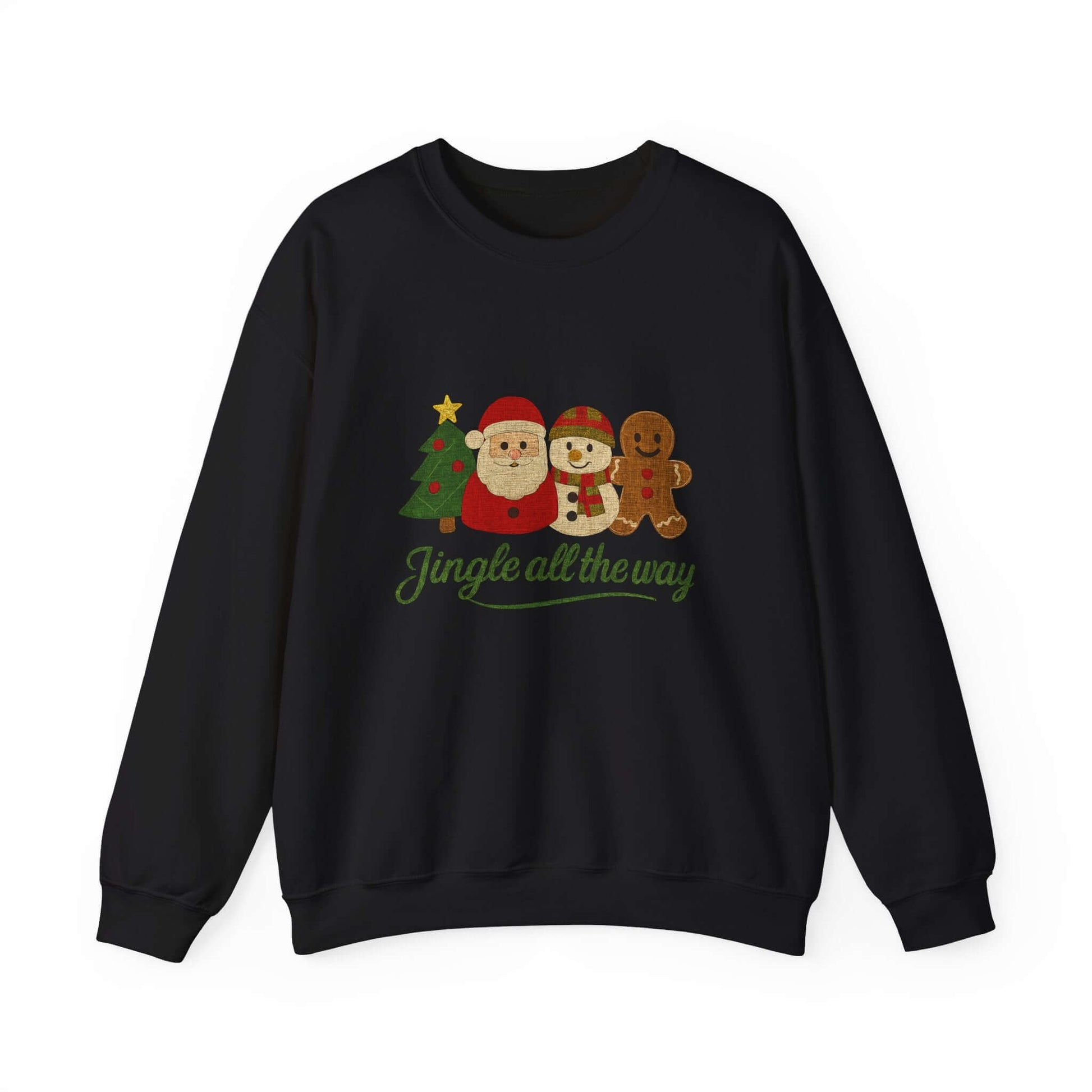 Christmas Jingle All the Way Sweatshirt, Santa Snowman Gingerbread Sweatshirt - PopCultureByDesign36