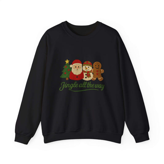 Christmas Jingle All the Way Sweatshirt, Santa Snowman Gingerbread Sweatshirt - PopCultureByDesign36
