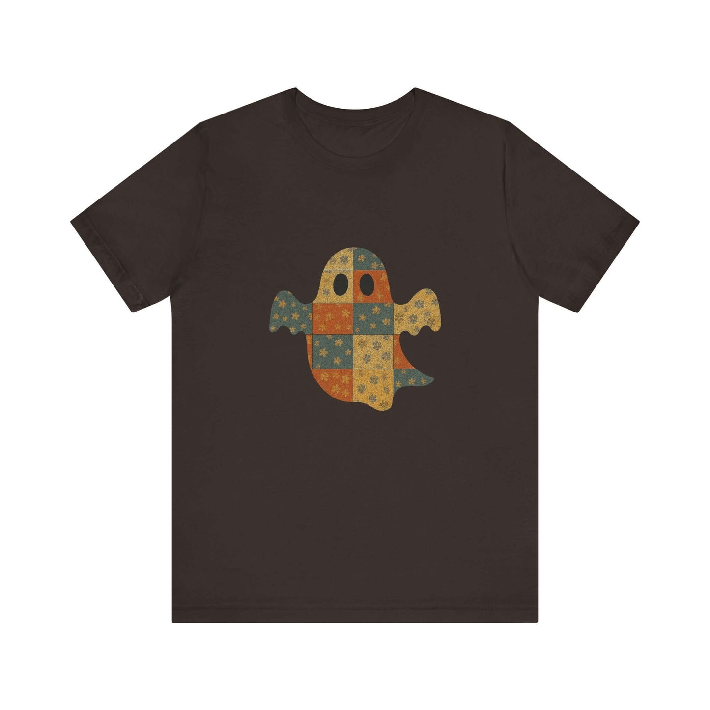 Patchwork Ghost Tee, Ghost Patchwork Halloween Shirt, Boho Ghost Shirt - PopCultureByDesign36