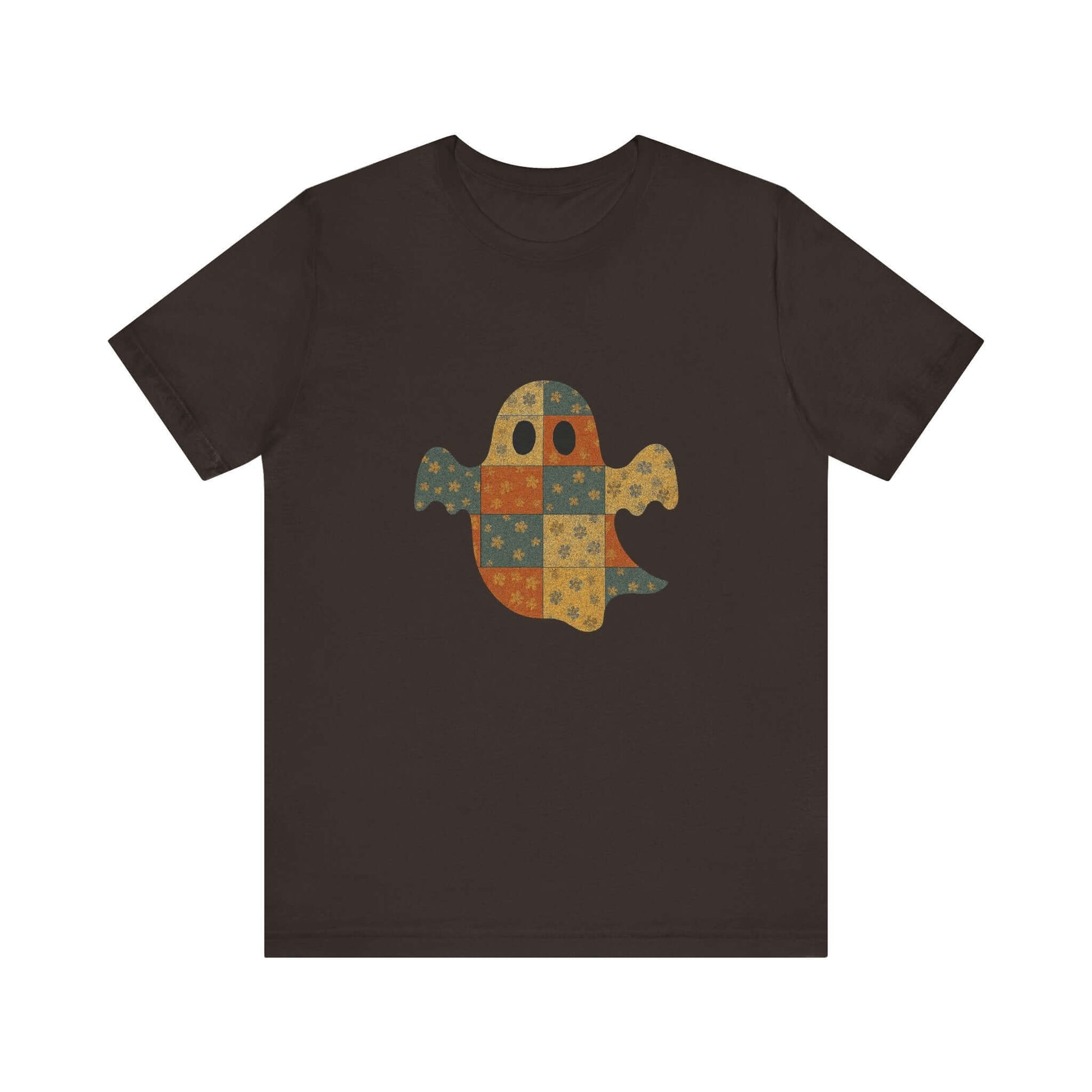 Patchwork Ghost Tee, Ghost Patchwork Halloween Shirt, Boho Ghost Shirt - PopCultureByDesign36