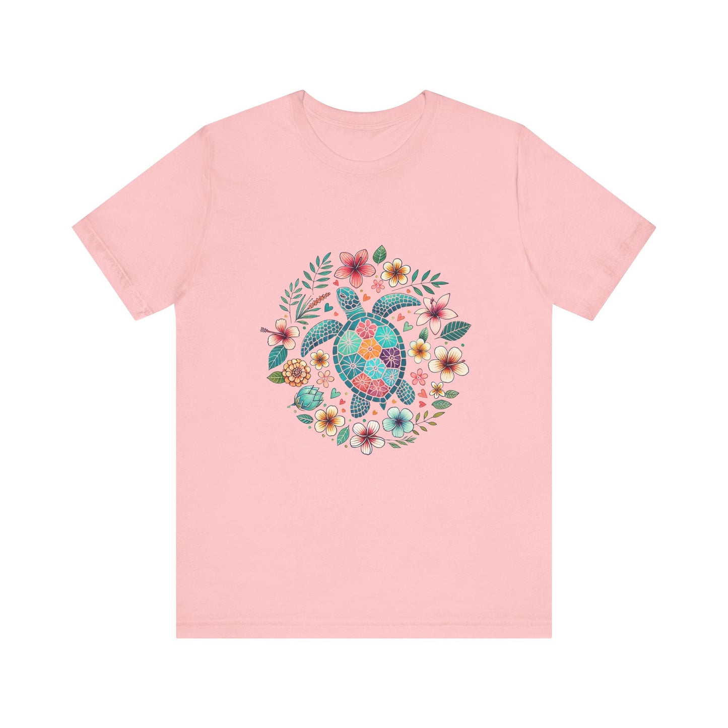 Turtle Ocean Sun T-Shirt, Floral Turtle Shirt, Boho Beach Tshirt - PopCultureByDesign36