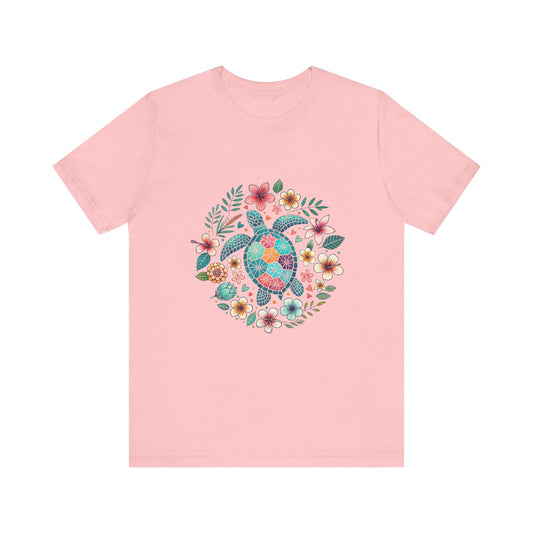 Turtle Ocean Sun T-Shirt, Floral Turtle Shirt, Boho Beach Tshirt - PopCultureByDesign36