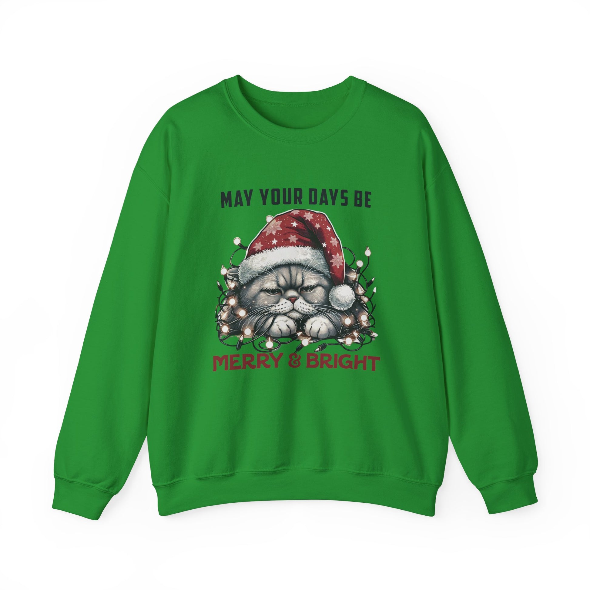 May Your Days Be Merry And Bright, Christmas Cat Sweatshirt, Holiday Cat - PopCultureByDesign36