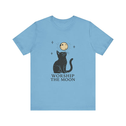 Worship The Moon, Cute Kitten Shirt, Celestial Cat Shirt - PopCultureByDesign36