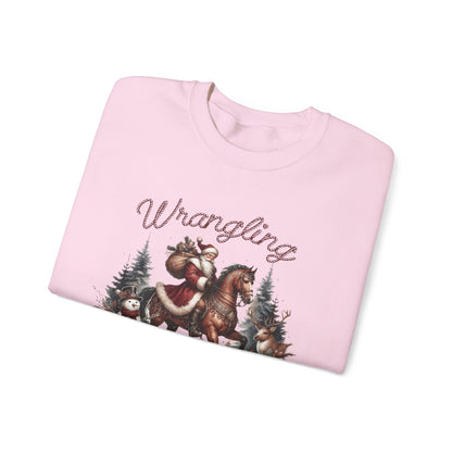 Wrangling Christmas, Cowboy Santa Sweatshirt, Howdy Country Christmas - PopCultureByDesign36