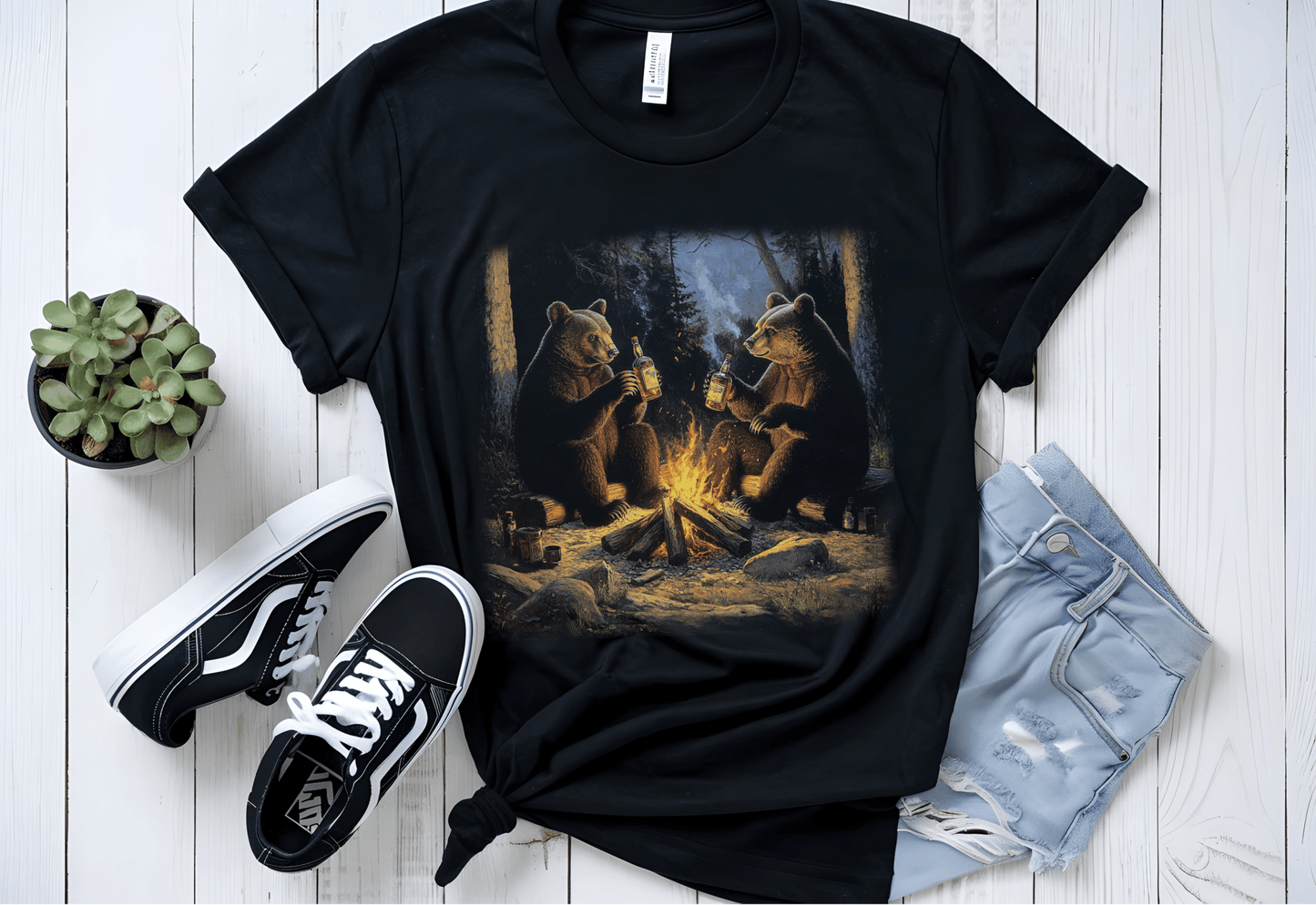 Beer Drinking Grizzly Bear Tshirt, Bear Lover Shirt, Camping Shirts - Popbydesign