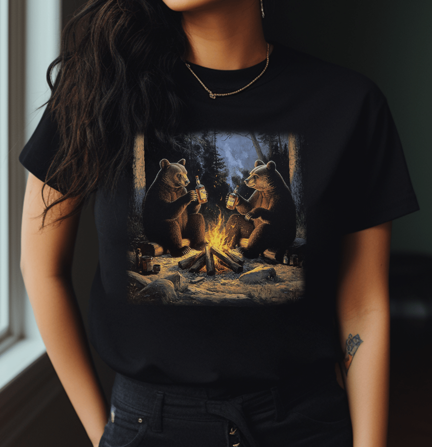 Beer Drinking Grizzly Bear Tshirt, Bear Lover Shirt, Camping Shirts - Popbydesign