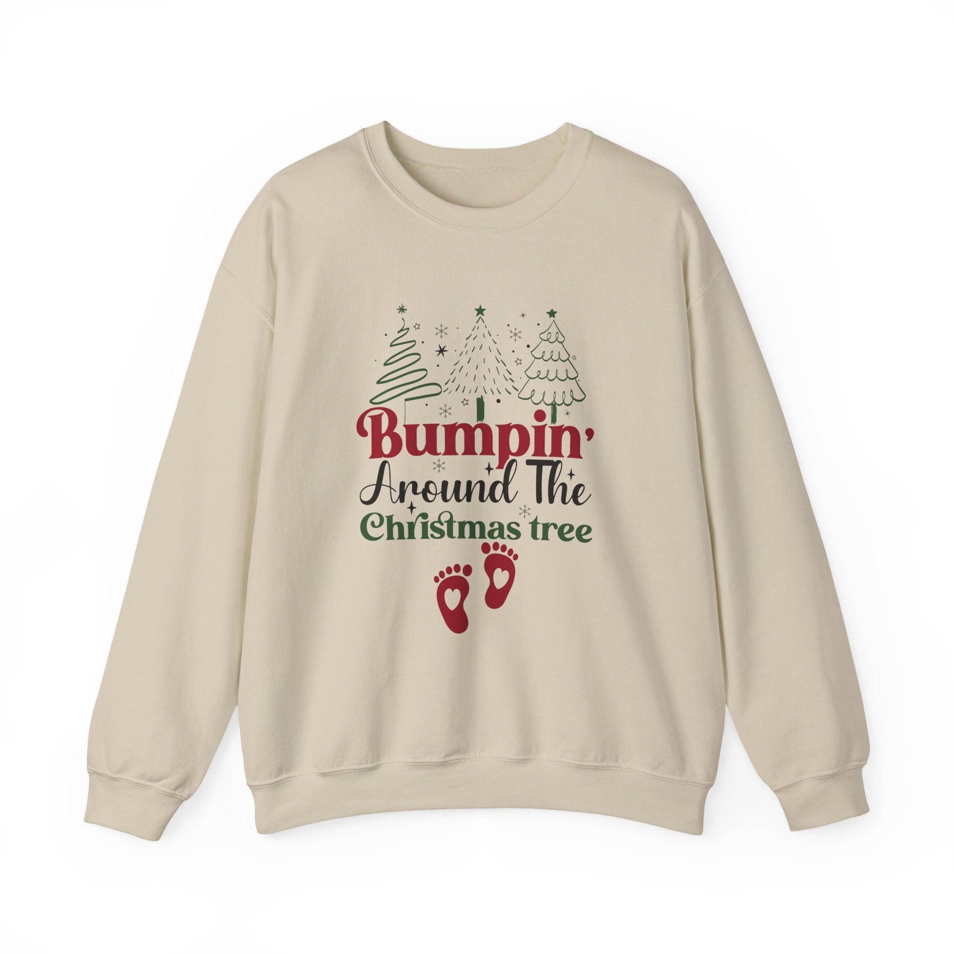 Bumpin Around Christmas Tree Sweatshirt, Xmas Pregnant Shirt - Popbydesign
