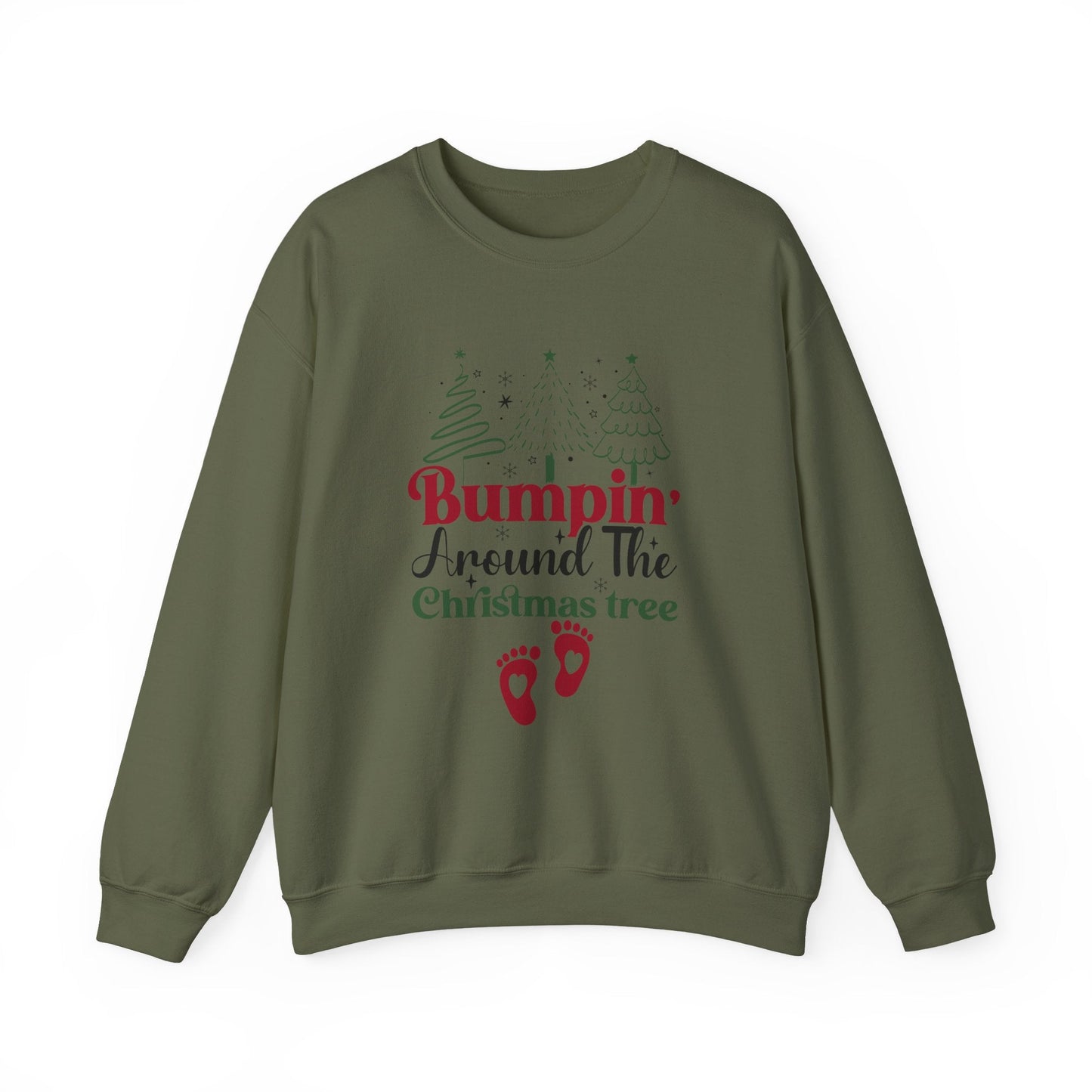 Bumpin Around Christmas Tree Sweatshirt, Xmas Pregnant Shirt - Popbydesign