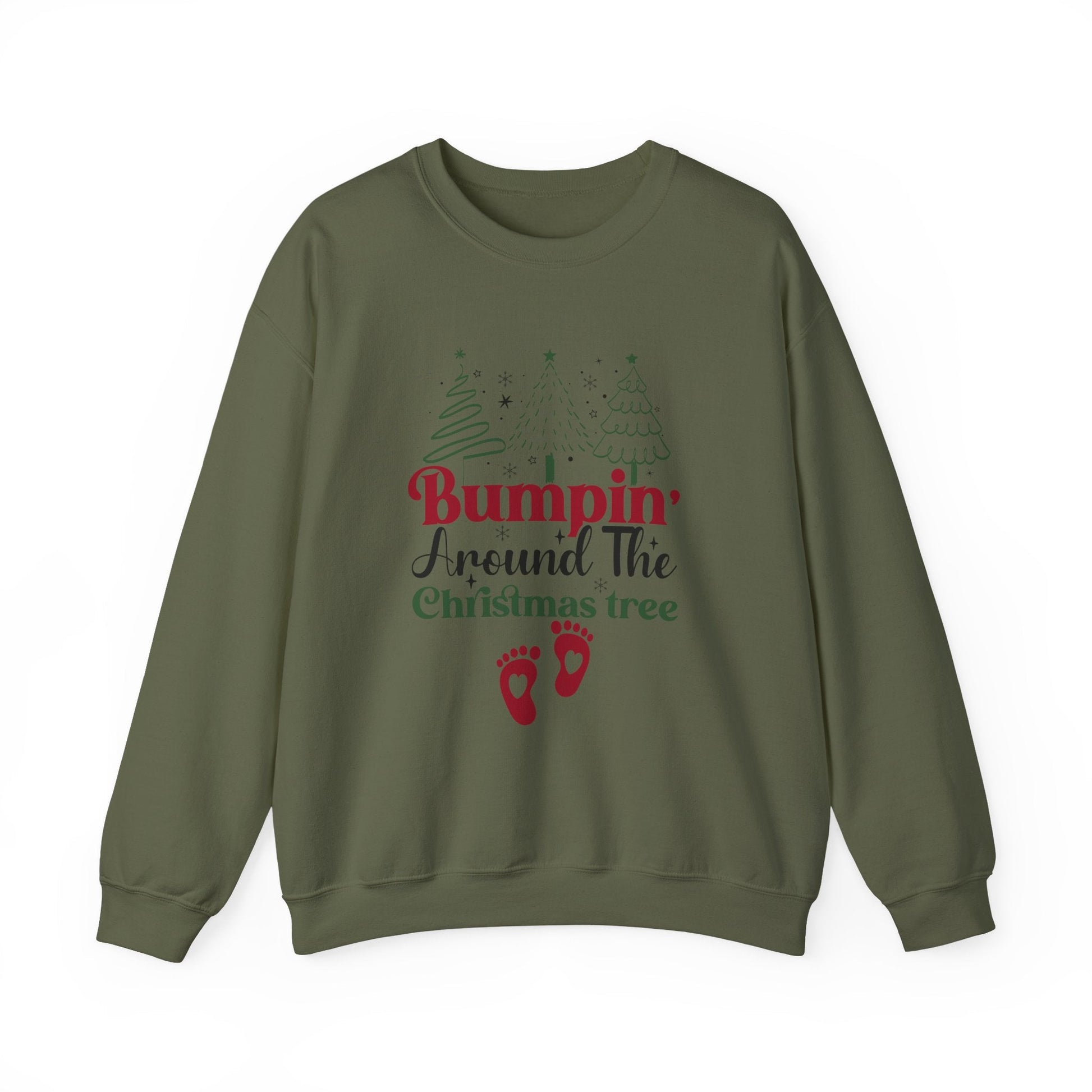 Bumpin Around Christmas Tree Sweatshirt, Xmas Pregnant Shirt - Popbydesign