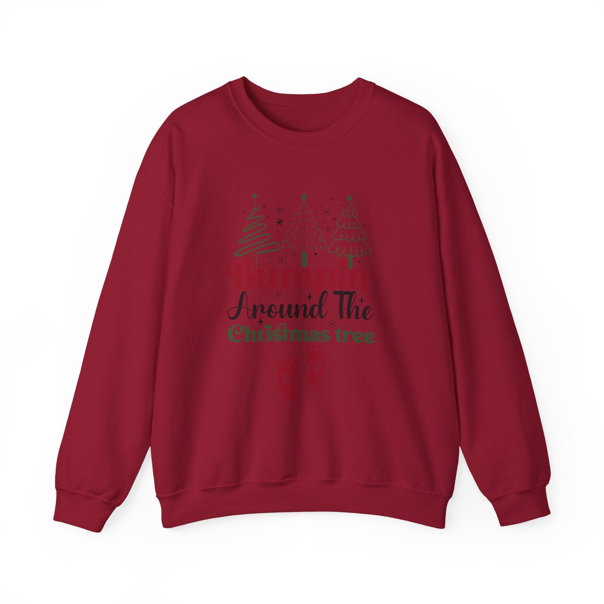 Bumpin Around Christmas Tree Sweatshirt, Xmas Pregnant Shirt - Popbydesign