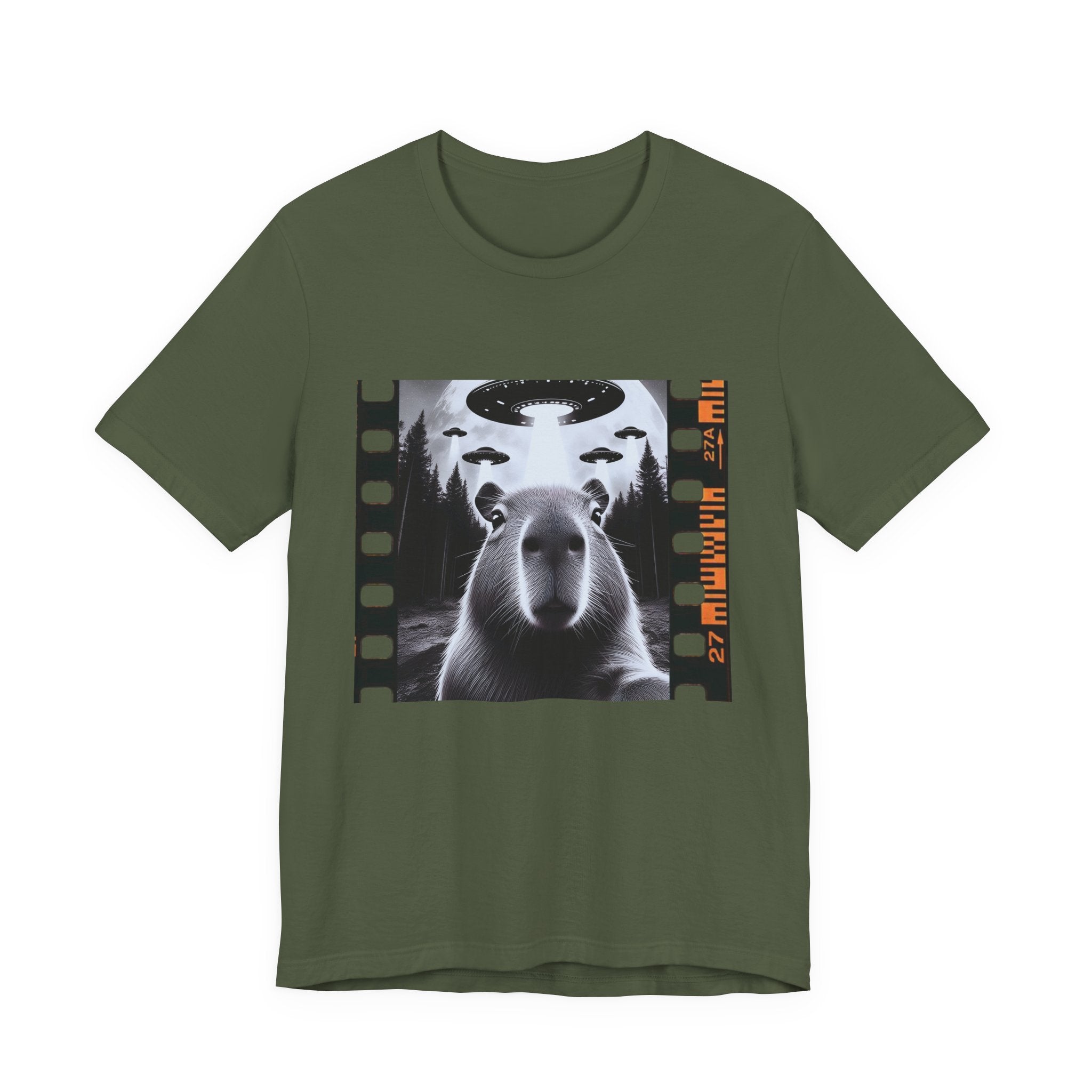 Capybara UFO Funny Tshirt, Alien Abduction Gift Tee by Printify