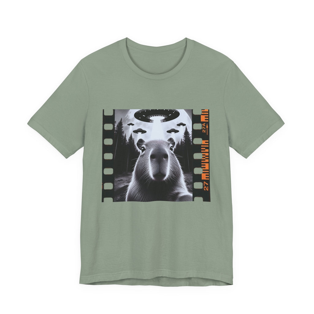 Capybara UFO Funny Tshirt, Alien Abduction Gift Tee by Printify