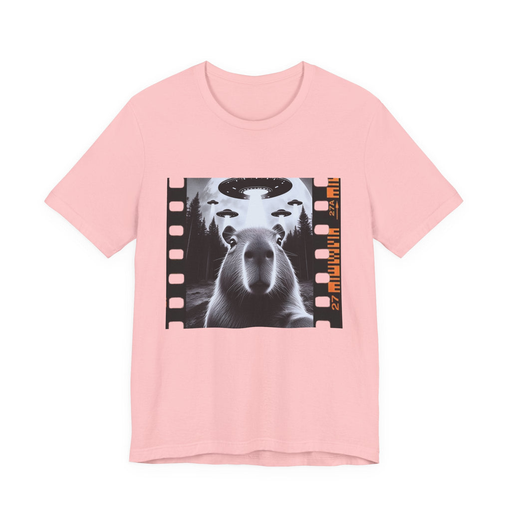 Capybara UFO Funny Tshirt, Alien Abduction Gift Tee by Printify