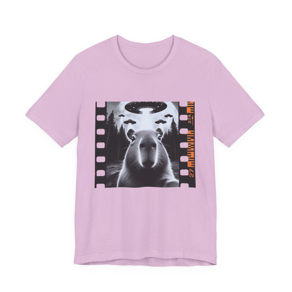 Capybara UFO Funny Tshirt, Alien Abduction Gift Tee by Printify
