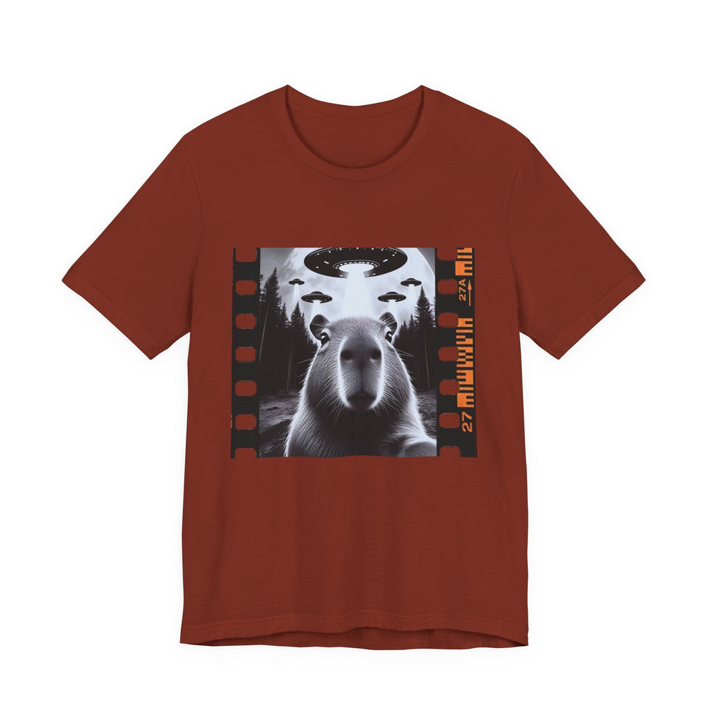 Capybara UFO Funny Tshirt, Alien Abduction Gift Tee by Printify