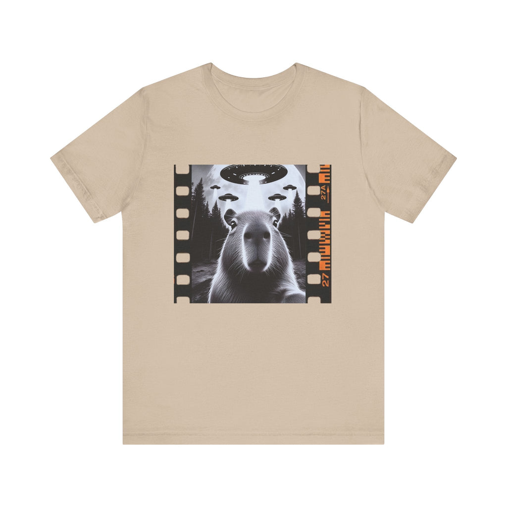 Capybara UFO Funny Tshirt, Alien Abduction Gift Tee by Printify