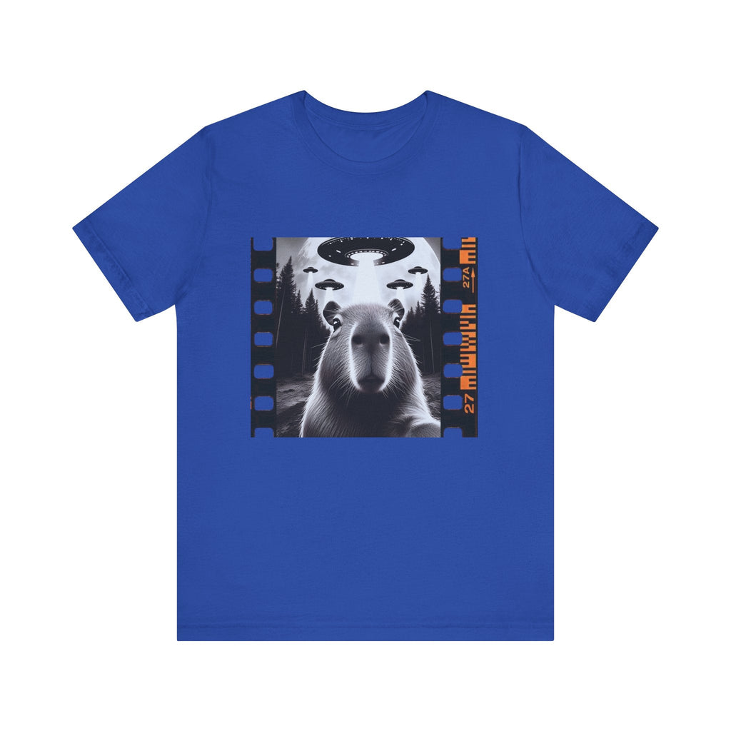 Capybara UFO Funny Tshirt, Alien Abduction Gift Tee by Printify