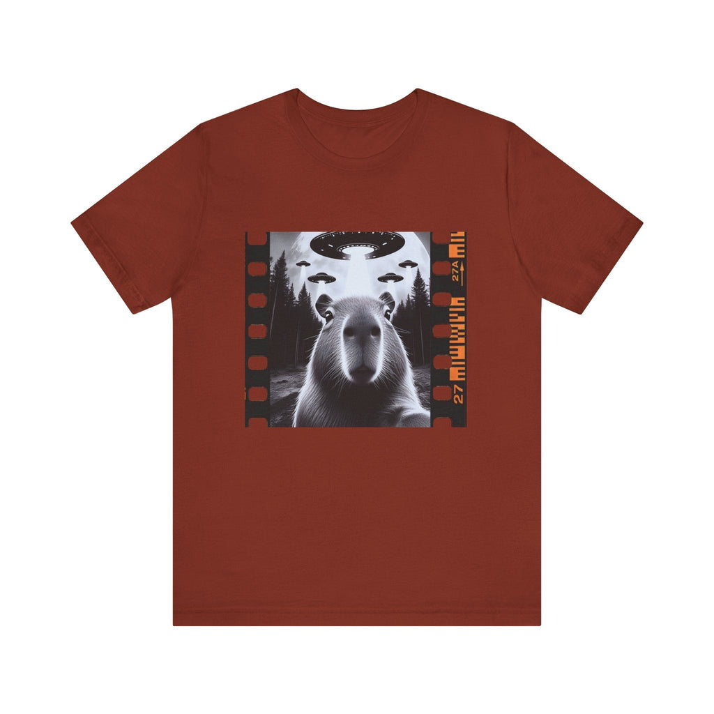 Capybara UFO Funny Tshirt, Alien Abduction Gift Tee by Printify