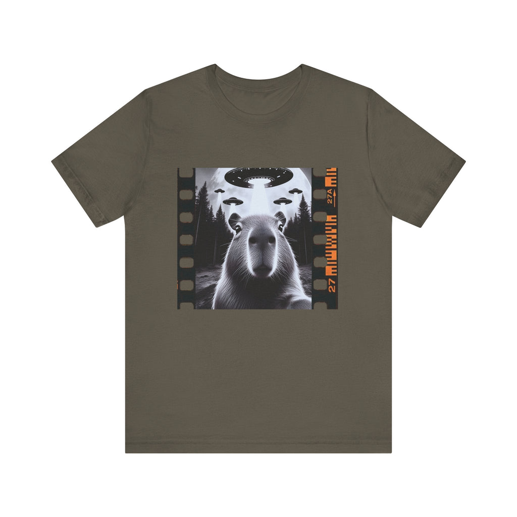 Capybara UFO Funny Tshirt, Alien Abduction Gift Tee by Printify