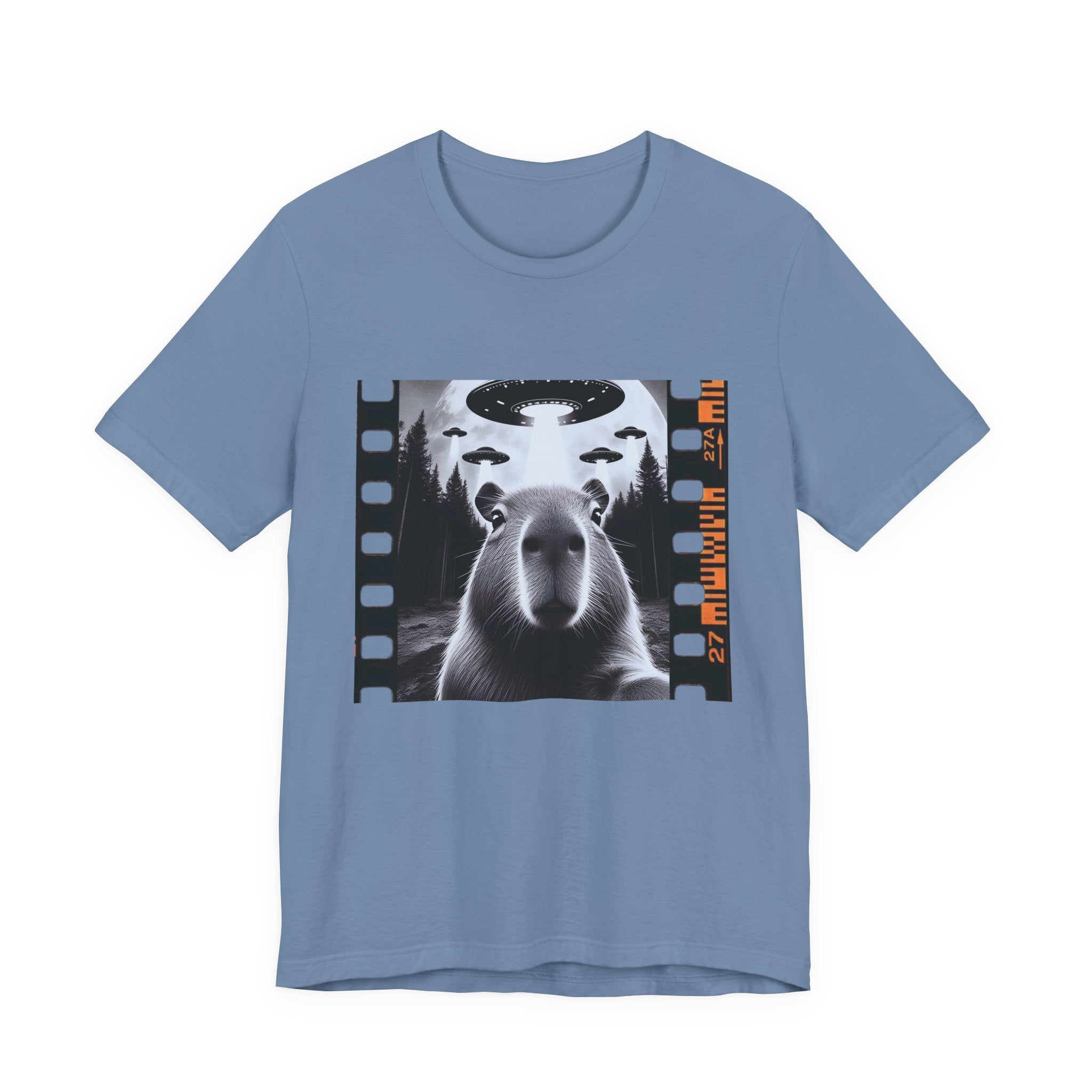 Capybara UFO Funny Tshirt, Alien Abduction Gift Tee by Printify