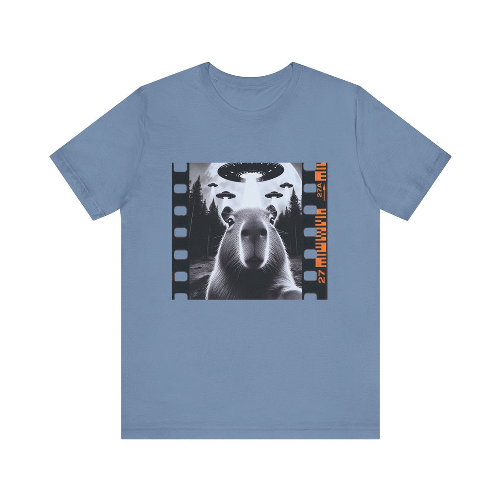 Capybara UFO Funny Tshirt, Alien Abduction Gift Tee by Printify